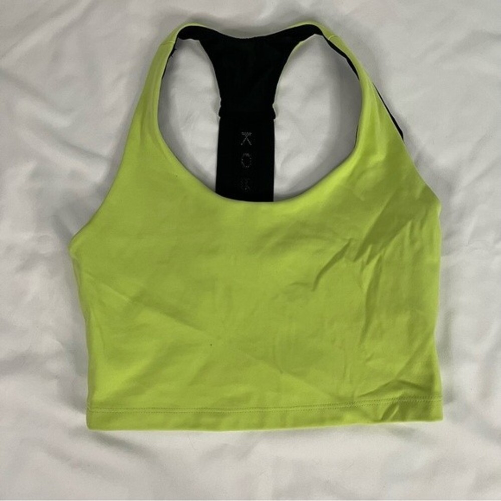 Koral Womens size S Citrina Neon Yellow Dakota Blackout Bra Gym Racerback Active